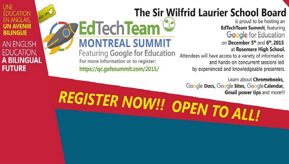 THE SIR WILFRID LAURIER SCHOOL BOARD AND THE EdTech TEAM ARE PROUD TO HOST  GOOGLE FOR EDUCATION SUMMIT | Laval Families Magazine | Laval's Family Life Magazine